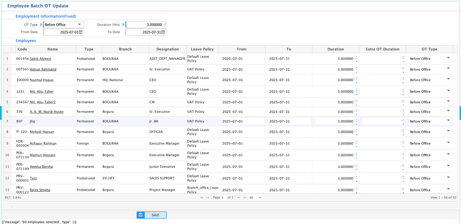 Submit Overtime Requisition